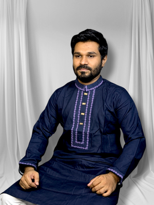 Elite embroidered panjabi nevy blue color_img_0