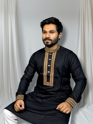 platinum Cuff Hata Panjabi Black Color_img_0