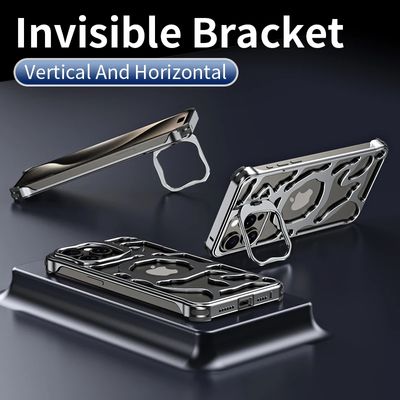 Luxury Magnetic Lens Ring Stand Frameless Phone Case_img_2