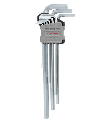 CROWN Professional 9pcs Hex key set ( Short | Long | Extra Long ), Flat head, CR-V, 9pcs; CPHOK-HMAX09_img_9