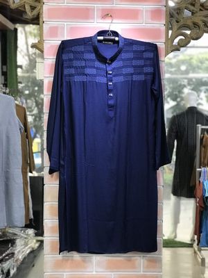 Cotton Embroidery Men Panjabi | White - Blue_img_4