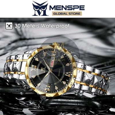 💥MENSPE Men's Fashion Watch Quartz Watch With Diamond Calendar Watch_img_3