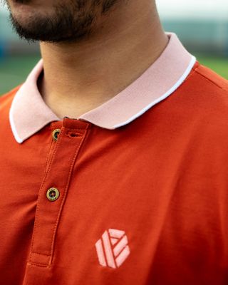 Premium Quality Piping Cut & Sew Design Pique Polo - Burnt orng_img_4