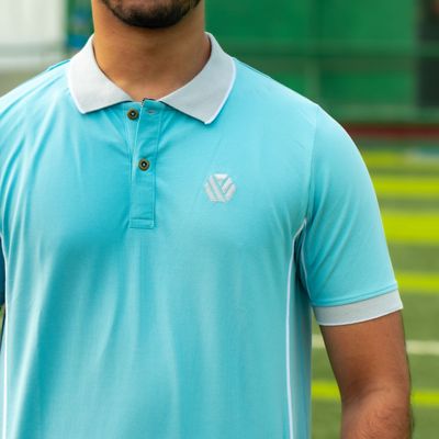 Premium Quality Piping Cut & Sew Design Pique Polo - Light cyn_img_4