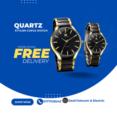 Stylish & Fashionable Stainless Steel Analog Wrist Watch Men & Women Couple Set_img_1