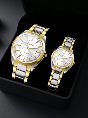 Stylish & Fashionable Stainless Steel Analog Wrist Watch Men & Women Couple Set_img_6