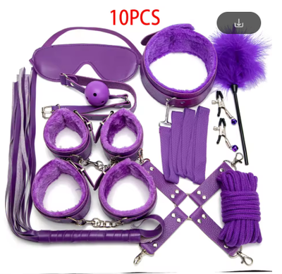 Sexy Leather for Couples Exotic Accessories BDSM Kits Plush Sex Bondage Set Handcuffs Sex Games Whip Gag Nipple Clamps Sex Toys_img_0
