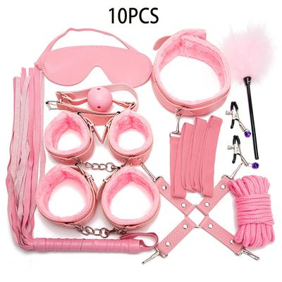 Sexy Leather for Couples Exotic Accessories BDSM Kits Plush Sex Bondage Set Handcuffs Sex Games Whip Gag Nipple Clamps Sex Toys_img_2