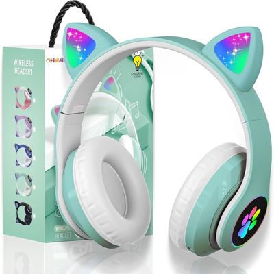 Cat ear design with LED lights wireless headphones._img_1