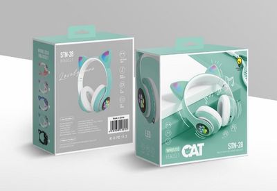 Cat ear design with LED lights wireless headphones._img_4