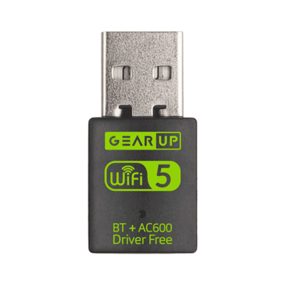 GearUP 600Mbps Dual Band WiFi + Bluetooth Adapter For Windows PC/Laptop- (Driver Free Version, WiFi Hotspot Supported, 2.4GHz + 5GHz)_img_0