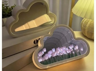Creative Handmade LED Night Light Mirror DIY Tulip Flower Table Lamp Home Decoration Tulip Lamp_img_1