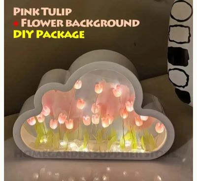 Creative Handmade LED Night Light Mirror DIY Tulip Flower Table Lamp Home Decoration Tulip Lamp_img_2