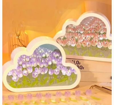 Creative Handmade LED Night Light Mirror DIY Tulip Flower Table Lamp Home Decoration Tulip Lamp_img_3