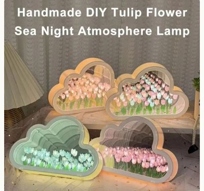 Creative Handmade LED Night Light Mirror DIY Tulip Flower Table Lamp Home Decoration Tulip Lamp_img_4