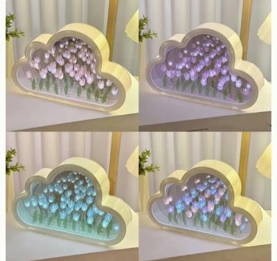 Creative Handmade LED Night Light Mirror DIY Tulip Flower Table Lamp Home Decoration Tulip Lamp_img_5