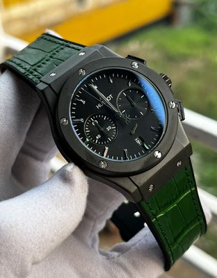 Hublot Classic Fusion Black Case & Dial Green Belt_img_0