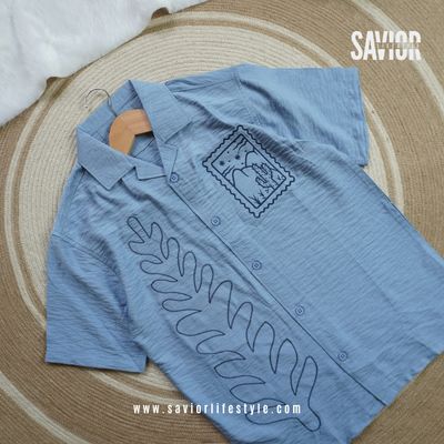 Sky Fern - Drop Shoulder Embroidery Shirt_img_0