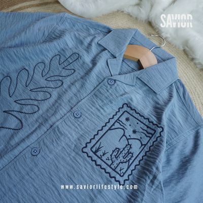 Sky Fern - Drop Shoulder Embroidery Shirt_img_1