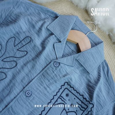 Sky Fern - Drop Shoulder Embroidery Shirt_img_3