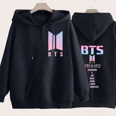 BTS Zipper Hoodie - Colorful Logo and Name_img_0