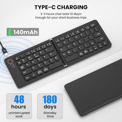 GearUP B023 Rechargeable Ultra Slim Folding Pocket Bluetooth Keyboard_img_1