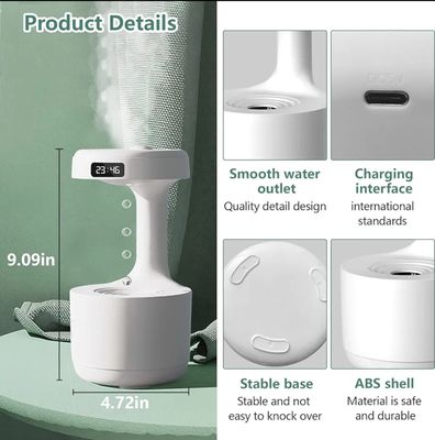 800ml Cool Mist Maker LED Display Anti-Gravity Water Drop Humidifier Power-Off Protection for Bedroom Living Room._img_3