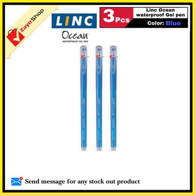 LINC Ocean Waterproof Gel Pen Blue Black Green Red Ink 3 pcs of Pack_img_1