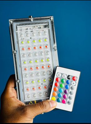RGB LED Flood Light- Remote Controlled IP66 Waterproof Landscape & Outdoor Lighting (50W, AC220V) – Black Colo_img_1