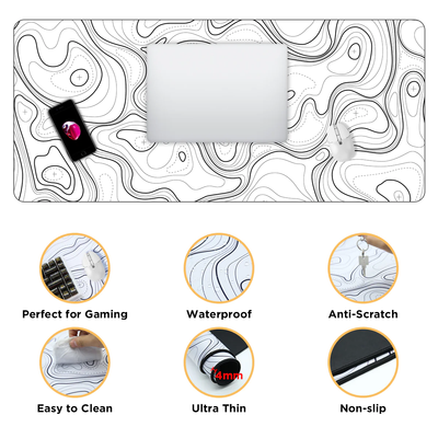 YUNZII Desk Pad Mouse Mat – White Topographic (Stock out)_img_2