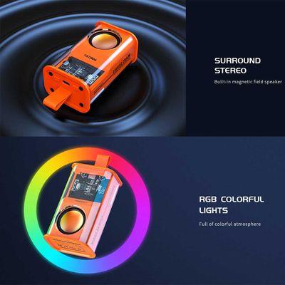 RECCI RSK-W30 Transparent Wireless Speaker with RGB Light (Orange Color & Black Color)_img_7