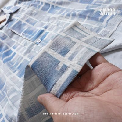 Icy Grid Drop Shoulder Cuban Shirt_img_2
