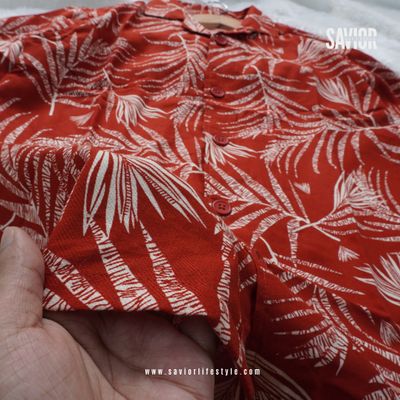 Crimson Plam Drop Shoulder Cuban Shirt_img_2