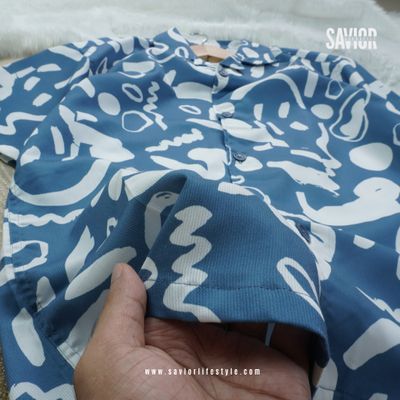 Cobalt Color Drop Shoulder Cuban Shirt_img_2