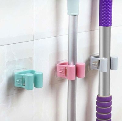 Wall Mounted Mop Holder Brush Broom Hanger Storage Rack Kitchen Organizer with Mounted Accessory Hanging Cleaning Tools Mof Hanger_img_1