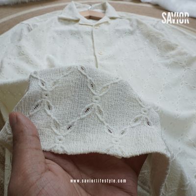 Creamy White Drop Shoulder Cuban Shirt_img_2