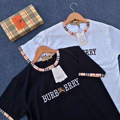 3PC Burberry T-shirt Box - 100% Cotton Fabric - Black, White & Maroon_img_2