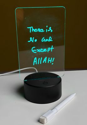 GearUP Acrylic Multicolor Night Lamp with Writable Board and Eraser Pen – Black_img_0