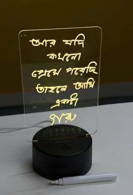 GearUP Acrylic Multicolor Night Lamp with Writable Board and Eraser Pen – Black_img_1
