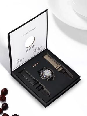 TOMI T-106 Face Gear Dual Strap Leather Belt Watch (Ash)_img_5