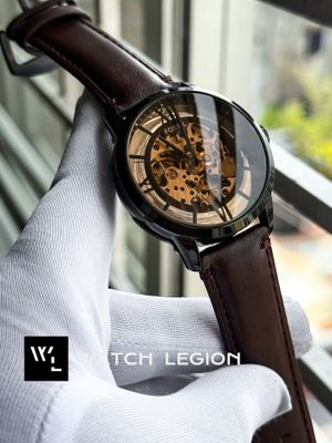 FOSSIL AUTO SKELETON DARK BROWN