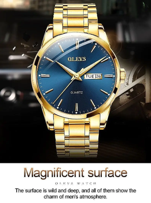 OLEVS 6898 Men’s Water-Resistant Steel Strap Quartz Watch_img_2