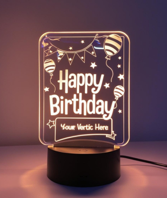 Customizable Happy Birthday Design Acrylic Multicolor Night Lamp – WHITE_img_1