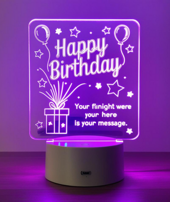 Customizable Happy Birthday Design Acrylic Multicolor Night Lamp – WHITE_img_4