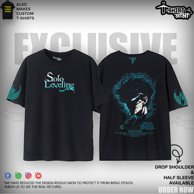 Sung Jin-Woo Drop Shoulder T-Shirt – Solo Leveling Anime Tee | Tshirtmama BD