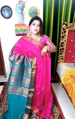 pink cotton gaduwal saree_img_1