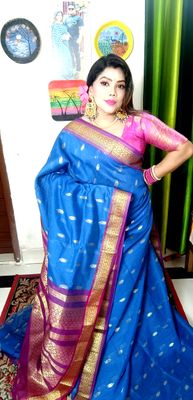 BLUE COTTON GADUWAL SAREE_img_0