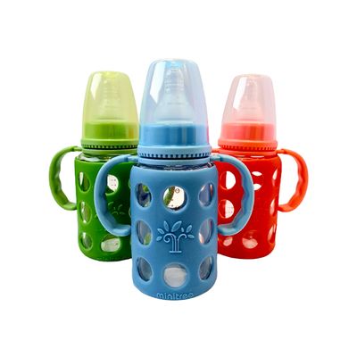 Minitree Slimneck Glass Feeding Bottle with Rubber Cover 🍼 - 120ml_img_0