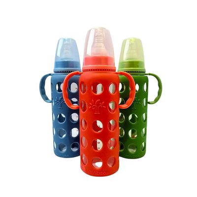 Minitree Slimneck Glass Feeding Bottle with Rubber Cover 🍼 - 240ml_img_0