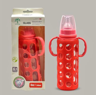 Minitree Slimneck Glass Feeding Bottle with Rubber Cover 🍼 - 240ml_img_2